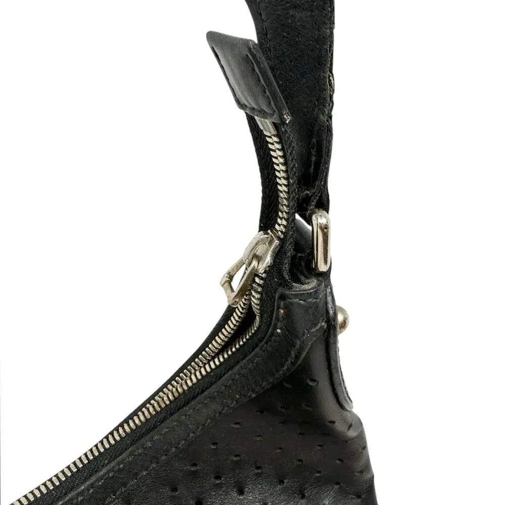 Gucci Reins Vintage Interlocking GG Perforated Leather Black Hobo Bag Purse